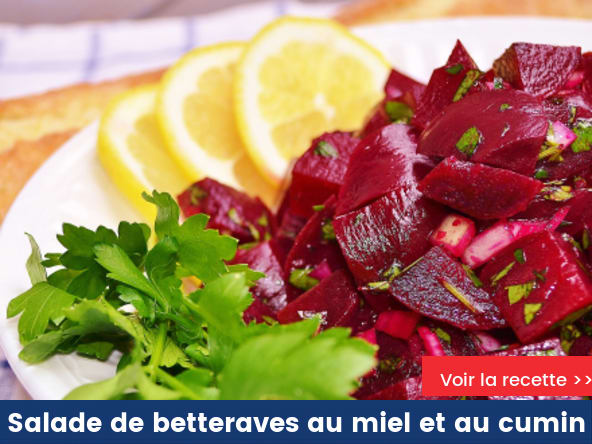 Salade de betteraves au miel et au cumin